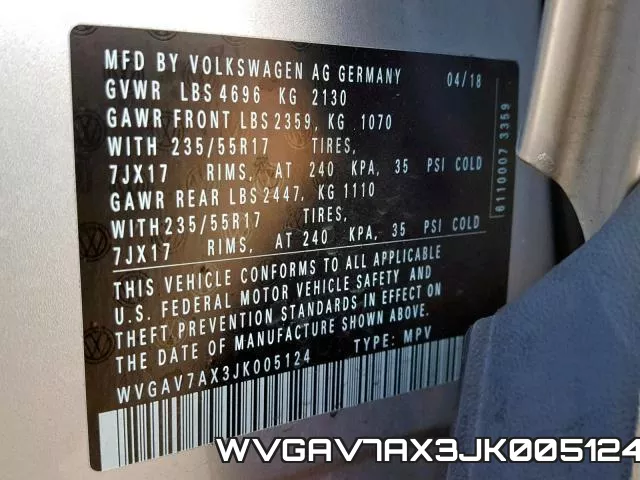 WVGAV7AX3JK005124 фото 2