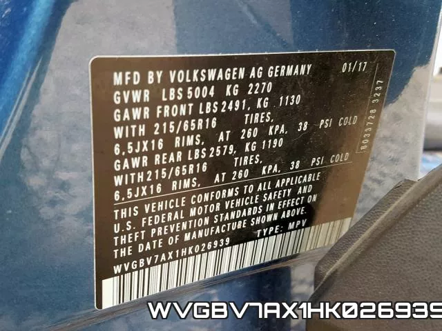 WVGBV7AX1HK026939 фото 2