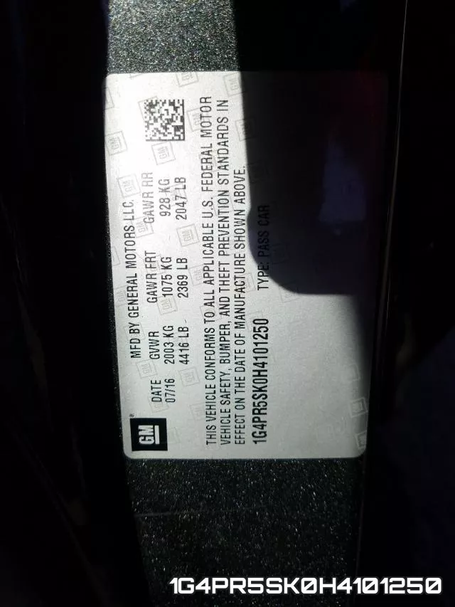 1G4PR5SK0H4101250 фото 2