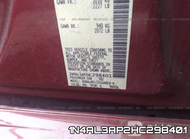 1N4AL3AP2HC298401 фото 10