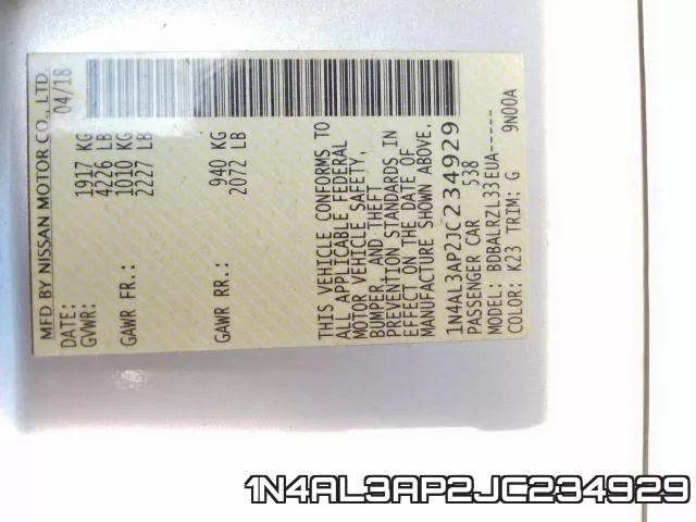 1N4AL3AP2JC234929 фото 2