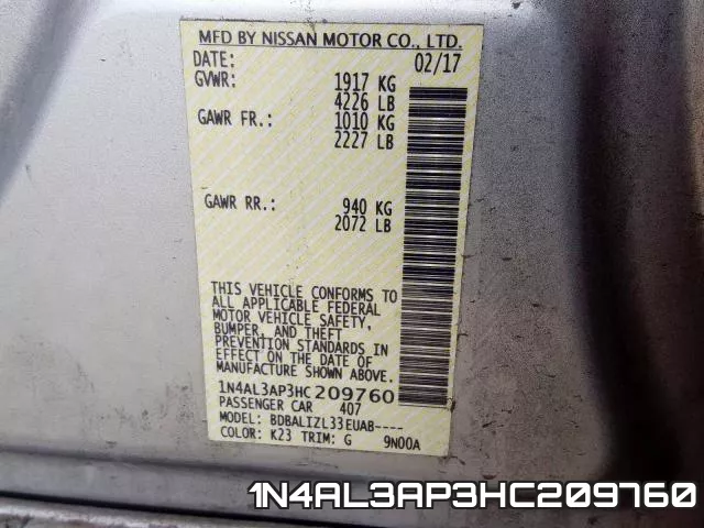 1N4AL3AP3HC209760 фото 2