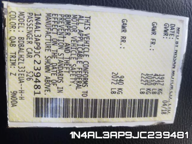 1N4AL3AP9JC239481 фото 2