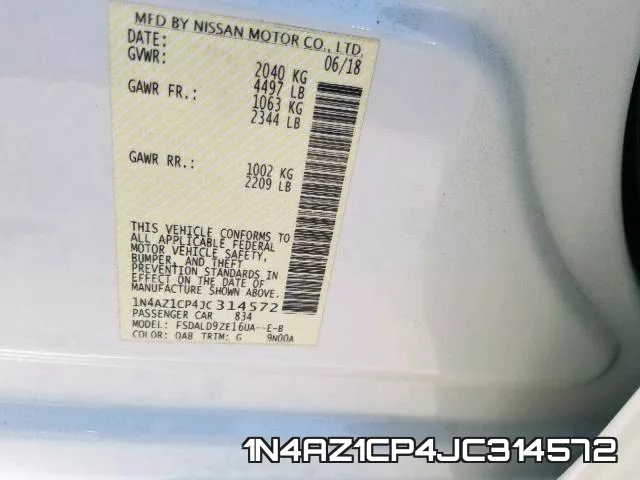 1N4AZ1CP4JC314572 фото 2