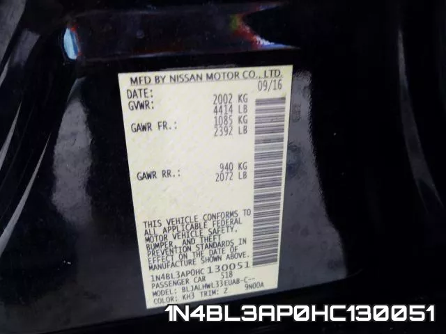 1N4BL3AP0HC130051 фото 2