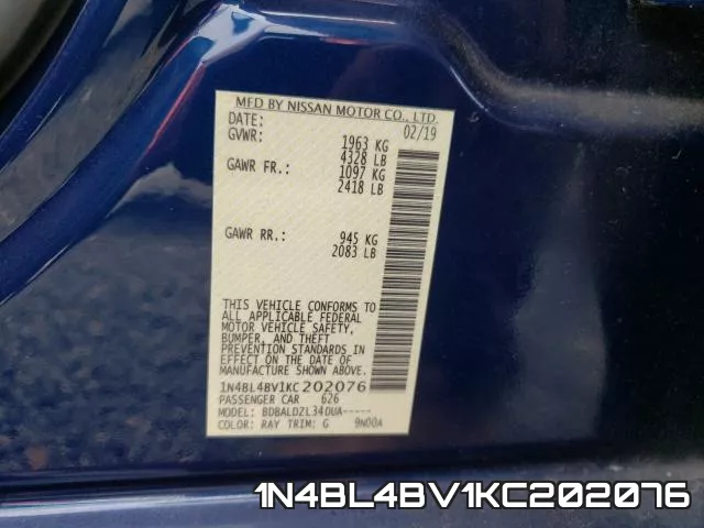 1N4BL4BV1KC202076 фото 2