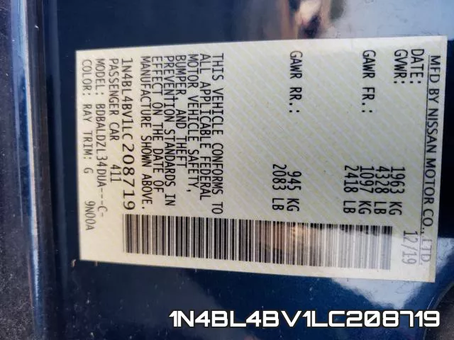 1N4BL4BV1LC208719 фото 2