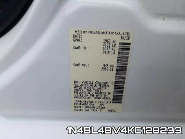 1N4BL4BV4KC128233 фото 2