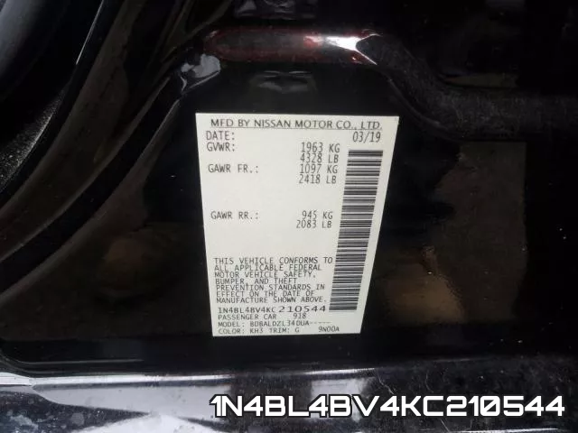 1N4BL4BV4KC210544 фото 2
