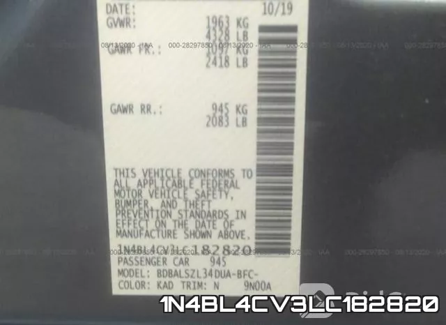 1N4BL4CV3LC182820 фото 10