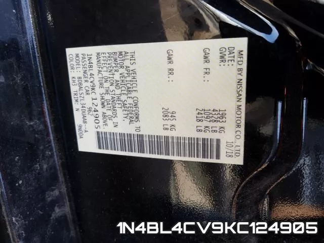 1N4BL4CV9KC124905 фото 2