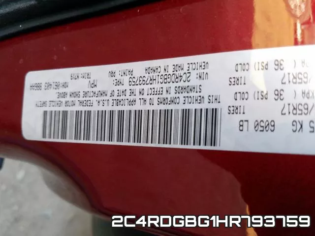 2C4RDGBG1HR793759 фото 2