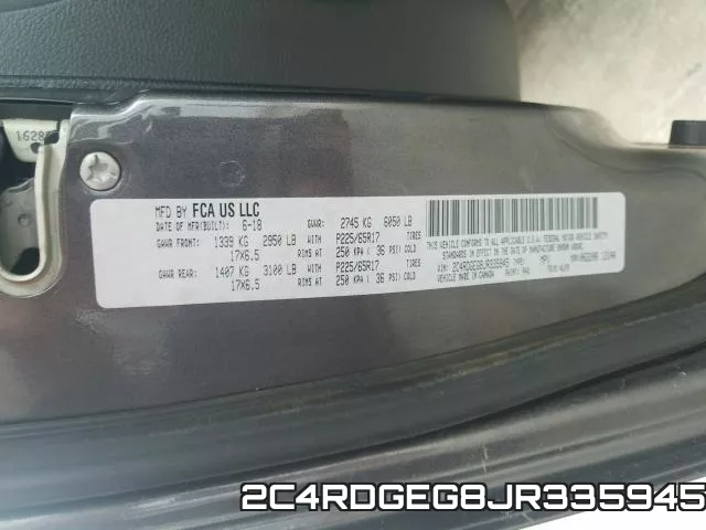 2C4RDGEG8JR335945 фото 2