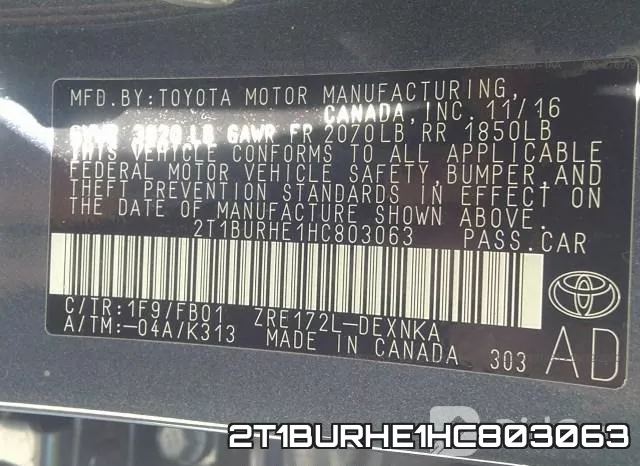2T1BURHE1HC803063 фото 9