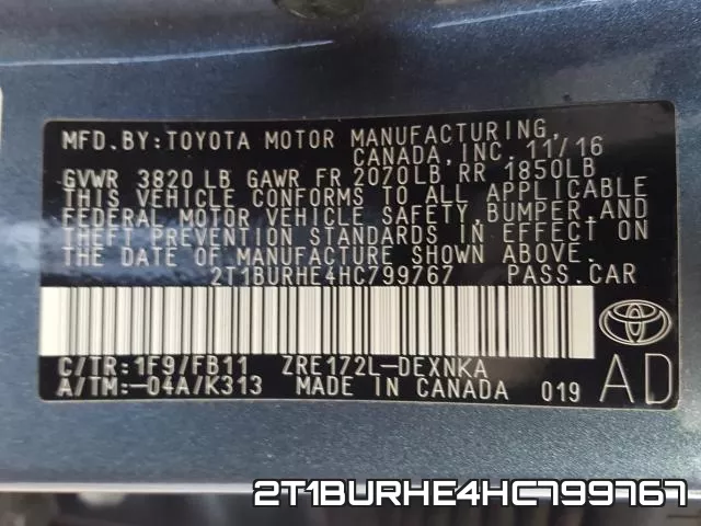 2T1BURHE4HC799767 фото 2
