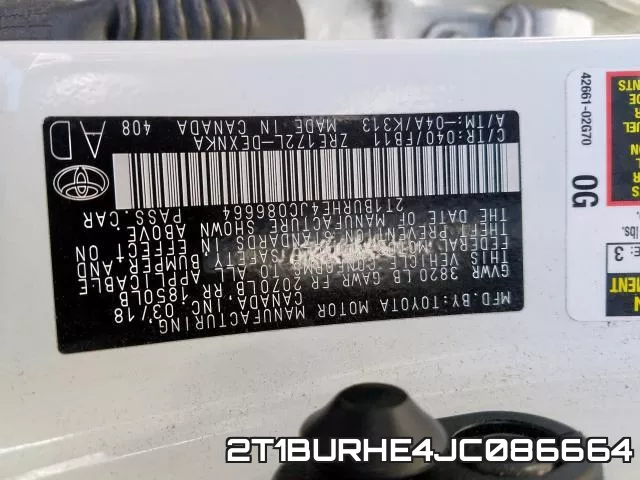 2T1BURHE4JC086664 фото 2