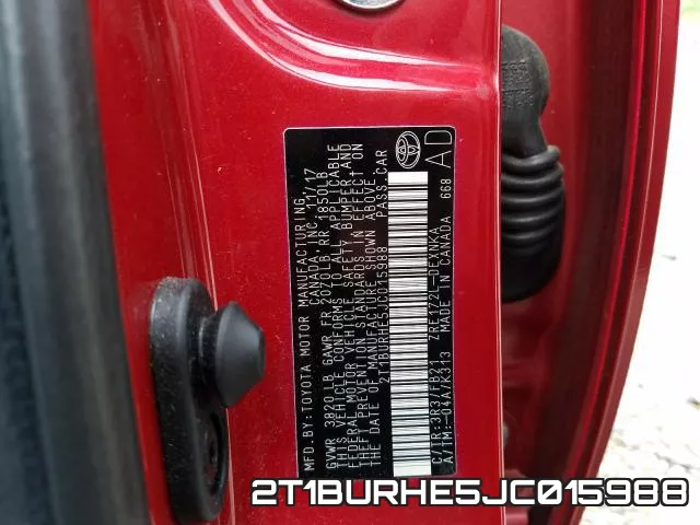 2T1BURHE5JC015988 фото 2