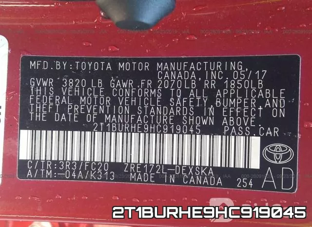 2T1BURHE9HC919045 фото 10