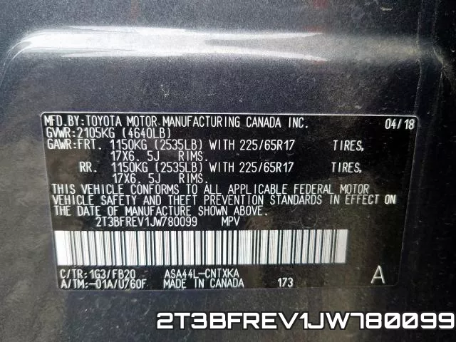 2T3BFREV1JW780099 фото 2