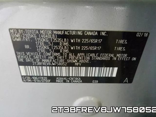 2T3BFREV8JW758052 фото 2