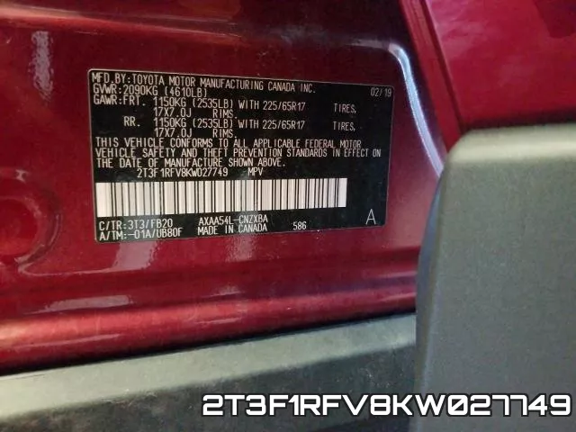 2T3F1RFV8KW027749 фото 2