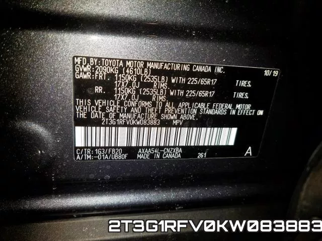 2T3G1RFV0KW083883 фото 2