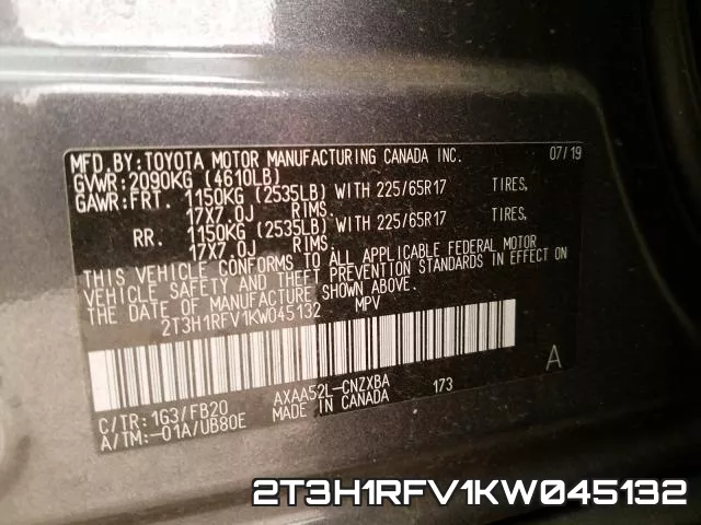 2T3H1RFV1KW045132 фото 2