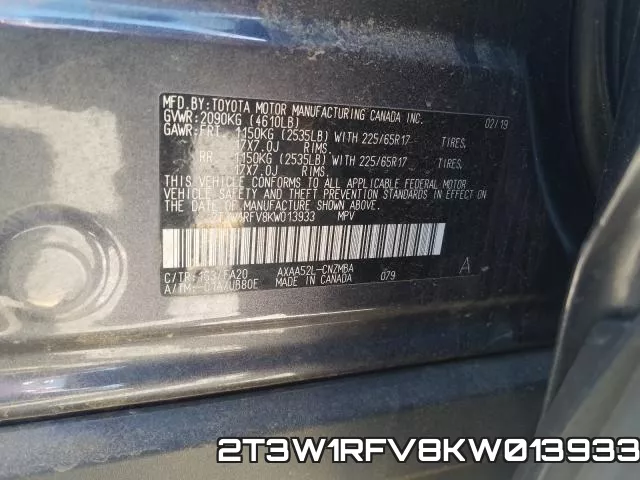 2T3W1RFV8KW013933 фото 2