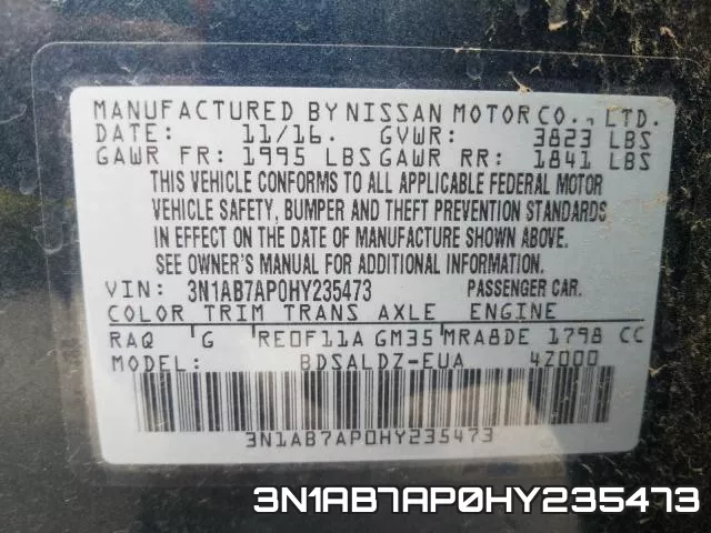 3N1AB7AP0HY235473 фото 2