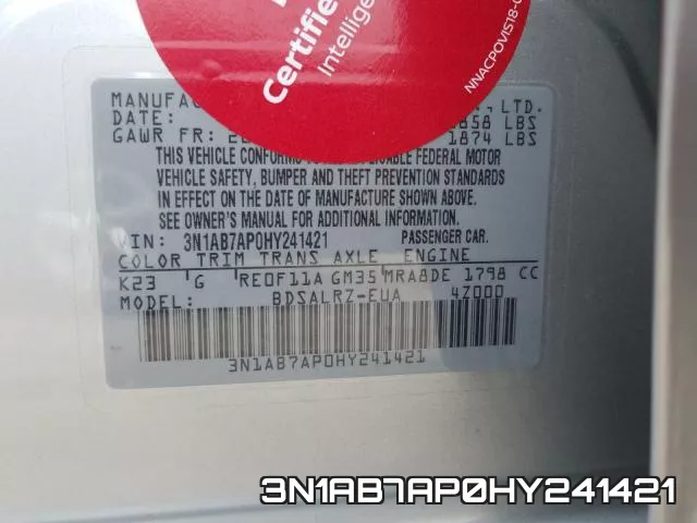 3N1AB7AP0HY241421 фото 2