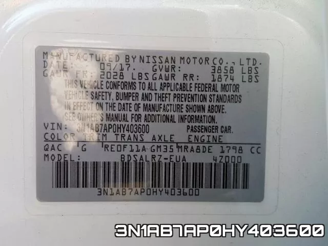 3N1AB7AP0HY403600 фото 2