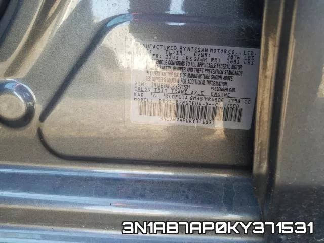 3N1AB7AP0KY371531 фото 2