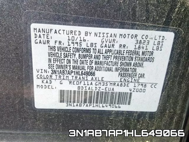 3N1AB7AP1HL649066 фото 2