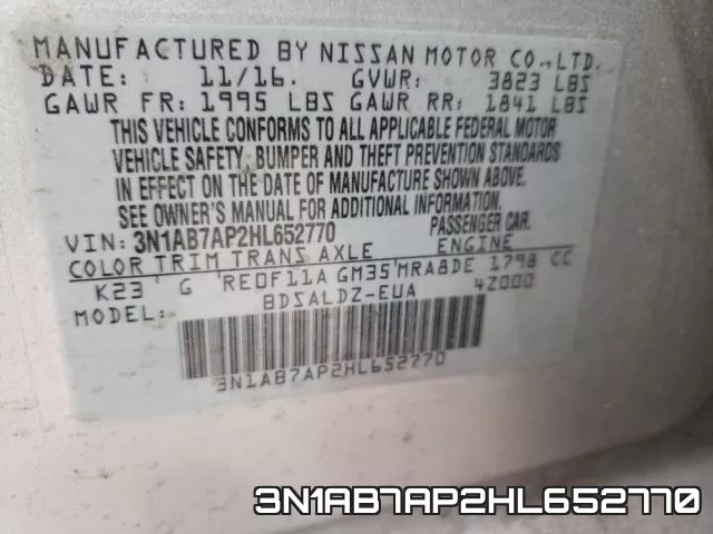 3N1AB7AP2HL652770 фото 2