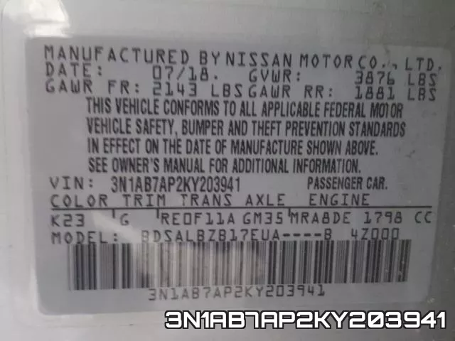 3N1AB7AP2KY203941 фото 2