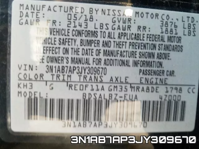 3N1AB7AP3JY309670 фото 2