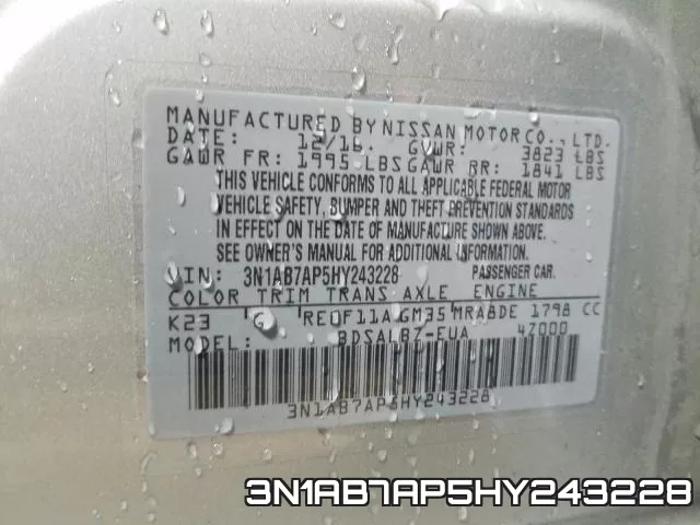 3N1AB7AP5HY243228 фото 2