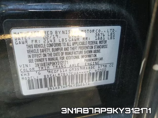3N1AB7AP9KY312171 фото 2