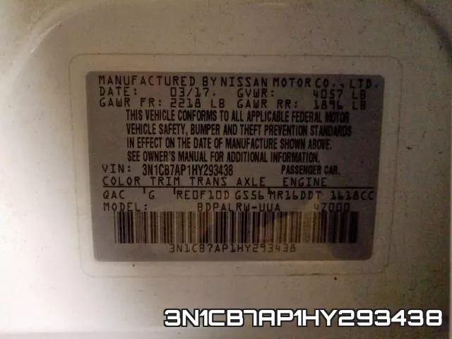 3N1CB7AP1HY293438 фото 2
