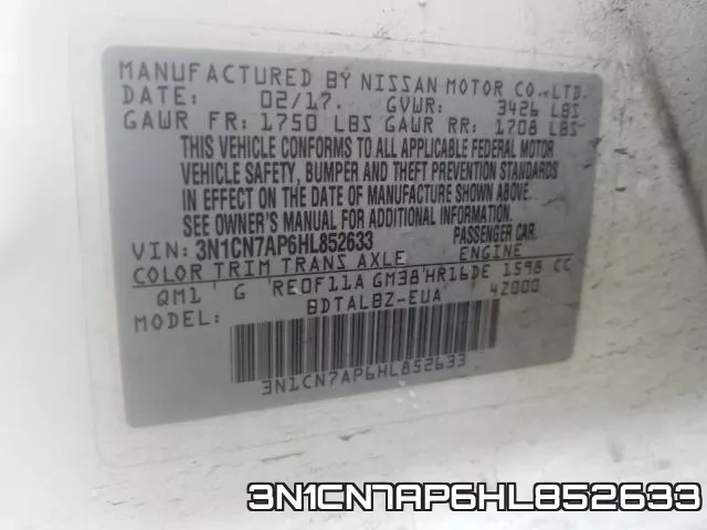 3N1CN7AP6HL852633 фото 2