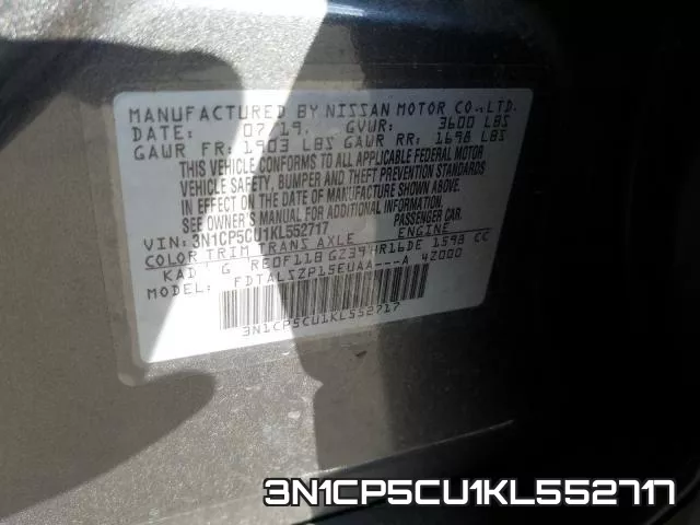 3N1CP5CU1KL552717 фото 2