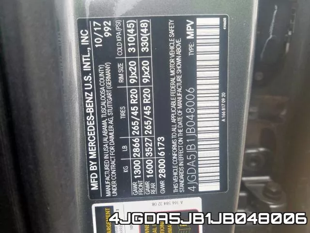 4JGDA5JB1JB048006 фото 2