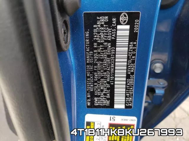 4T1B11HK8KU267993 фото 2