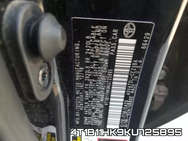 4T1B11HK9KU725895 фото 2