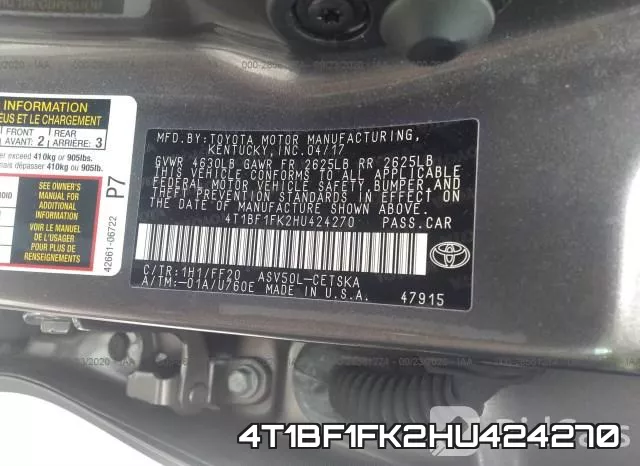 4T1BF1FK2HU424270 фото 10