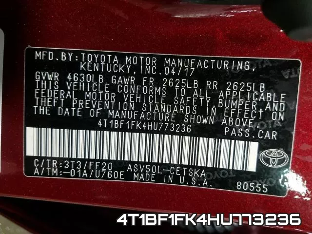 4T1BF1FK4HU773236 фото 2