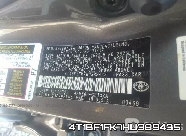 4T1BF1FK7HU389435 фото 10