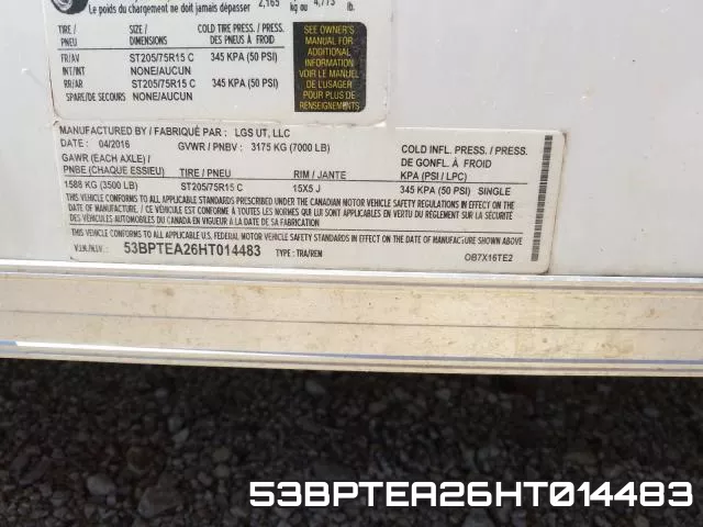 53BPTEA26HT014483 фото 2