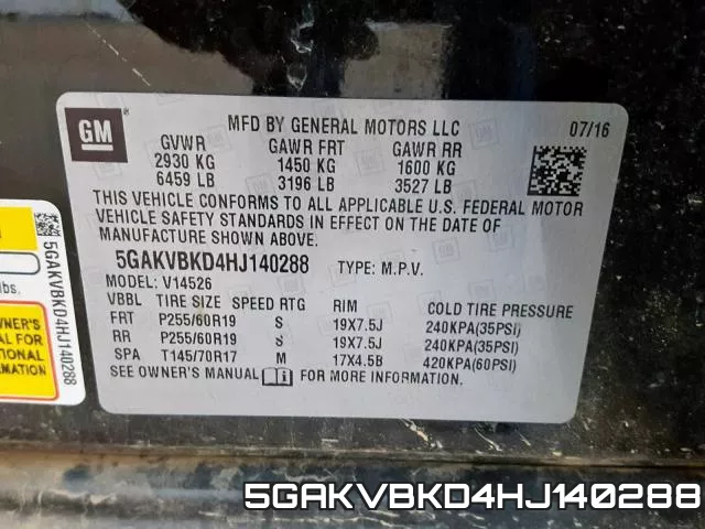 5GAKVBKD4HJ140288 фото 2