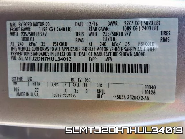5LMTJ2DH7HUL34013 фото 2